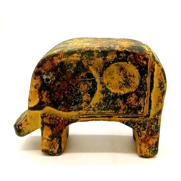 Vintage Unique Cast Iron Metal Bronze Hand Crafted 10" Elephant Statue - Picture 1 of 9